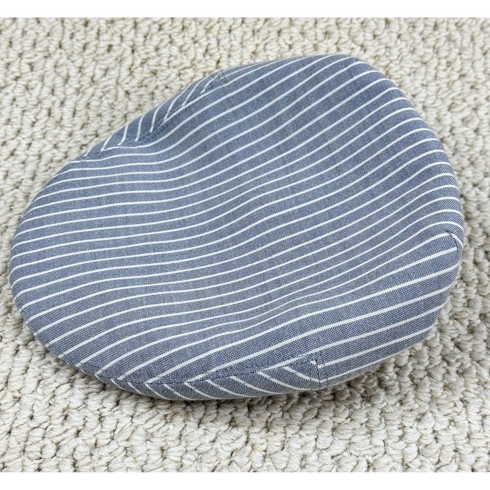 Chapelarias Azevedo Rua Linen Drivers Hat Mens Blue Railroad Stripe Newsboy Cap